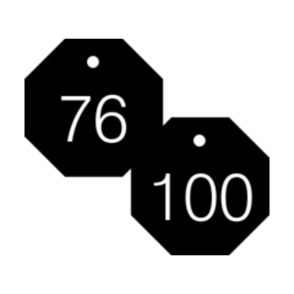 Accuform Engraved Numbered Tags, Plastic, 0.31 in H x 2-1/2 in W, 25 PK TDG825BK - main